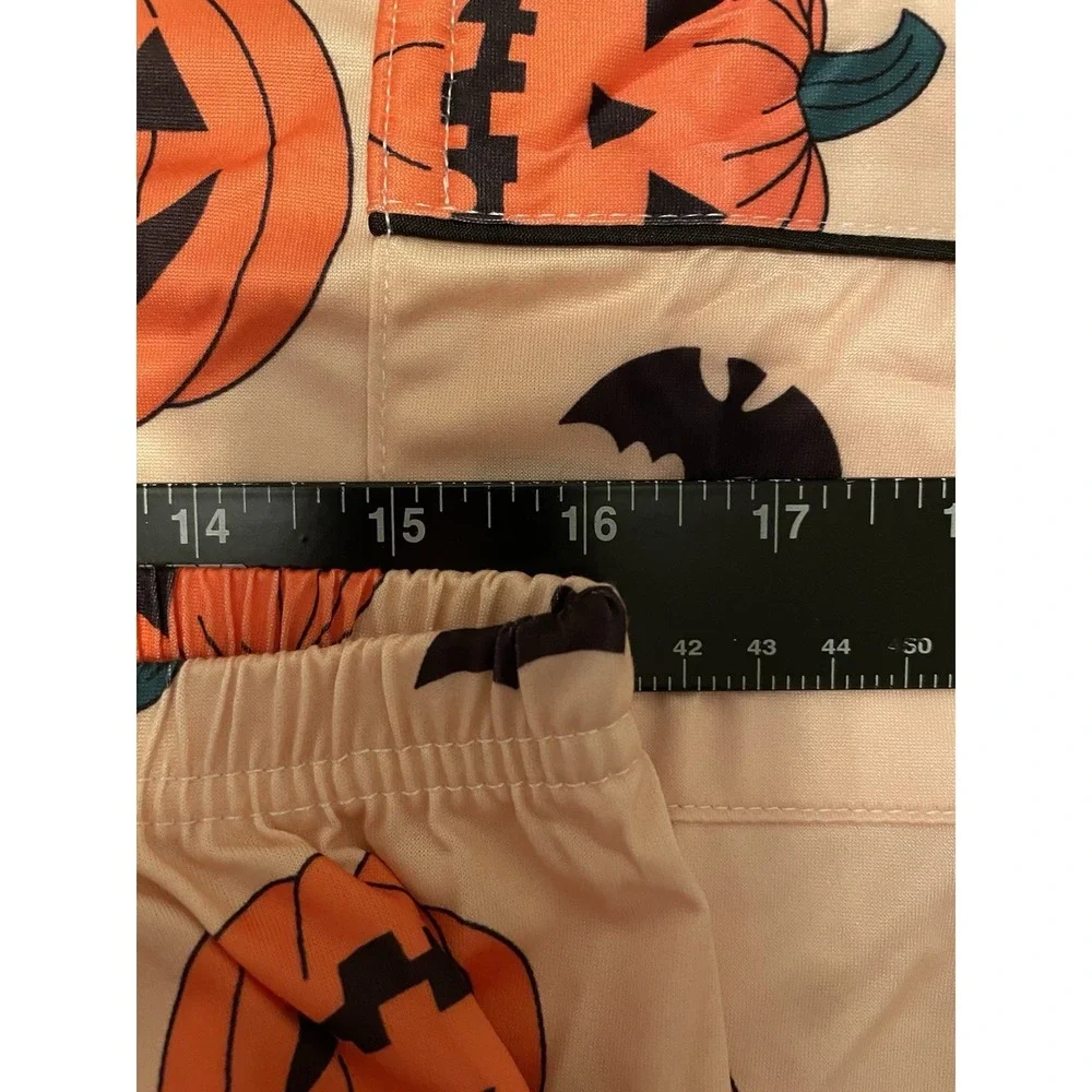 Halloween Pumpkin Bat Pajama Set XXL Shorts Lounge Sleepwear Cute Spooky Orange